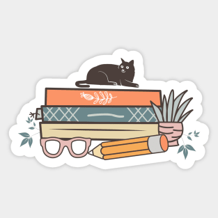 Book and cat World Book Day for Book Lovers Library Reading Sticker